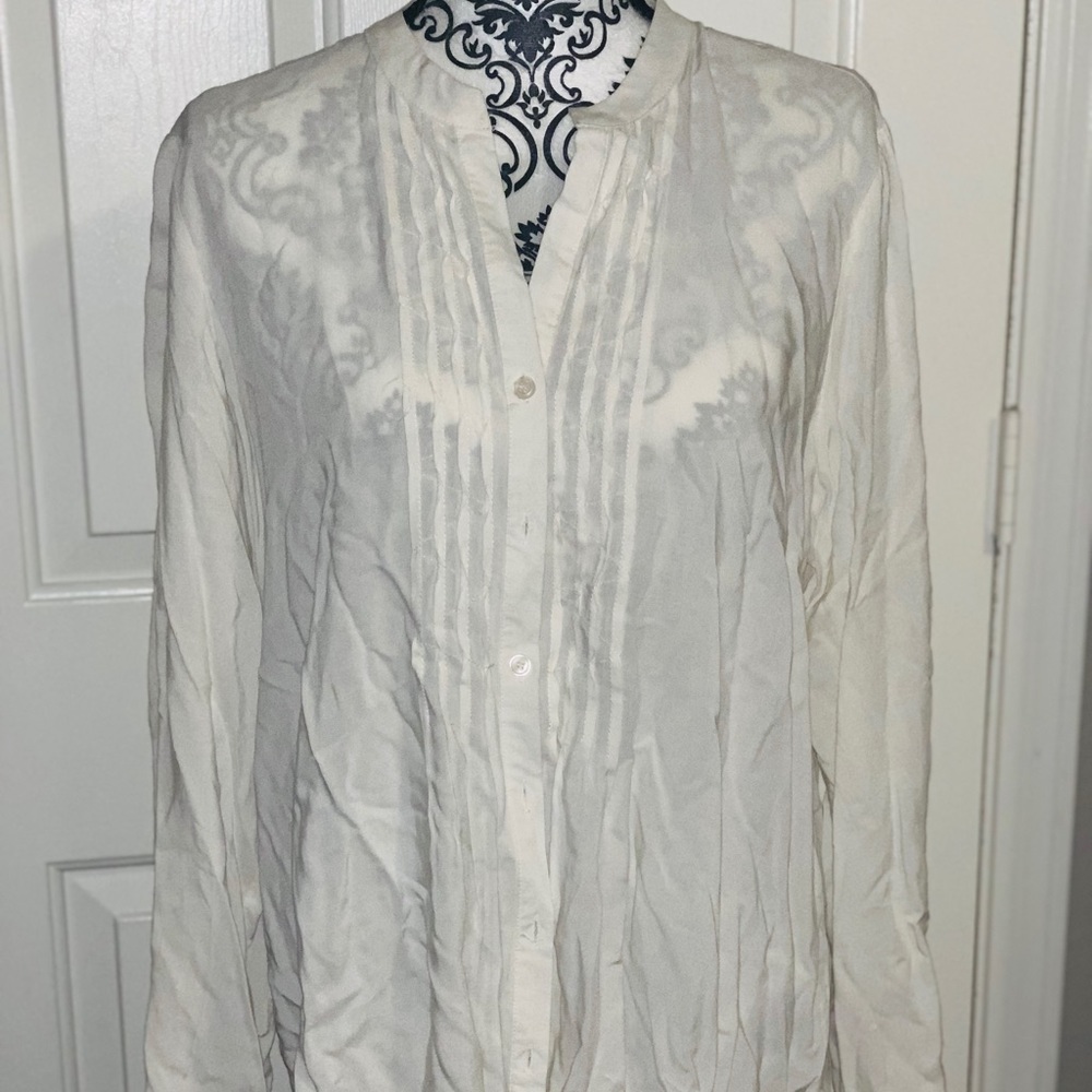 Pleated front button up blouse